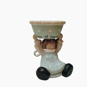 Crazy Mountain Angel Of Patience Figurine, Girl Holding Pot, Whimsical Planter